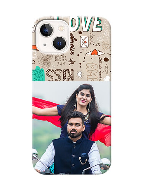 Custom iPhone 14 Personalised mobile covers: Love Doodle Pattern 