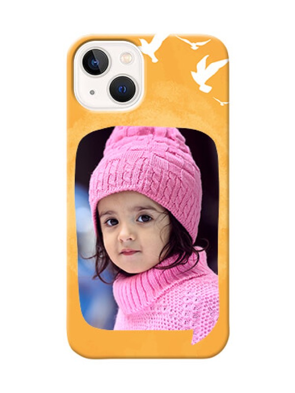 Custom iPhone 14 Phone Covers: Water Color Design with Bird Icons