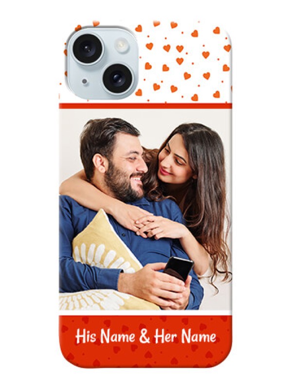 Custom iPhone 15 Plus Phone Back Covers: Orange Love Symbol Design