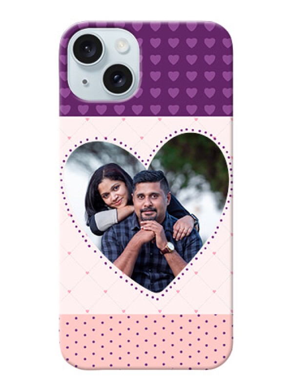 Custom iPhone 15 Plus Mobile Back Covers: Violet Love Dots Design
