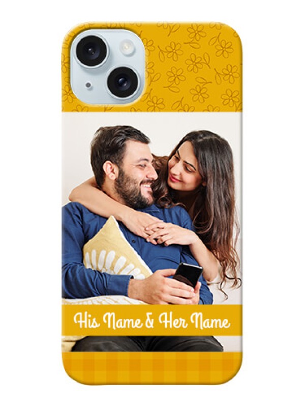 Custom iPhone 15 Plus mobile phone covers: Yellow Floral Design