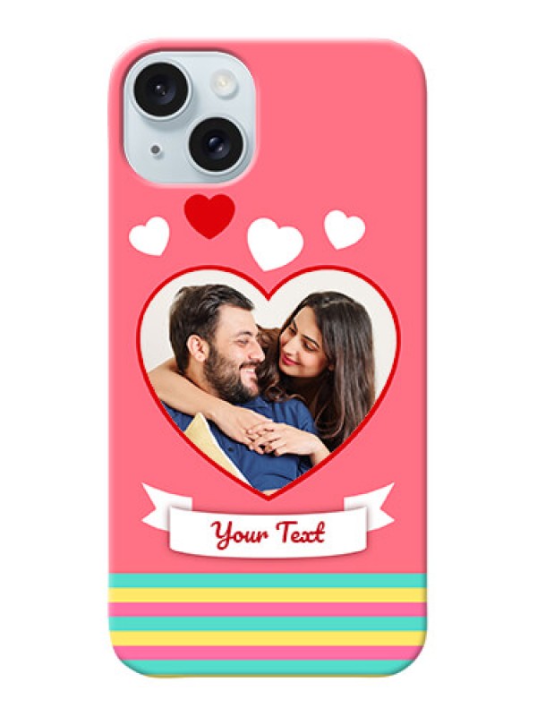 Custom iPhone 15 Plus Personalised mobile covers: Love Doodle Design