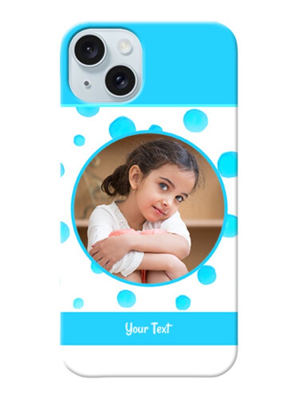 Custom iPhone 15 Plus Custom Phone Covers: Blue Bubbles Pattern Design