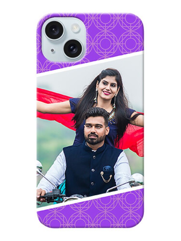 Custom iPhone 15 Plus mobile back covers online: violet Pattern Design