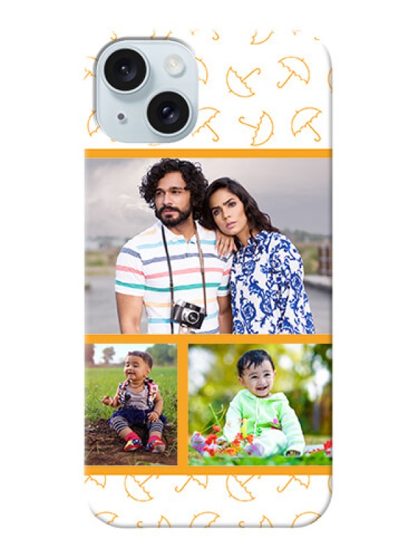 Custom iPhone 15 Plus Personalised Phone Cases: Yellow Pattern Design