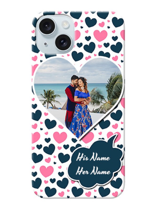 Custom iPhone 15 Plus Mobile Covers Online: Pink & Blue Heart Design