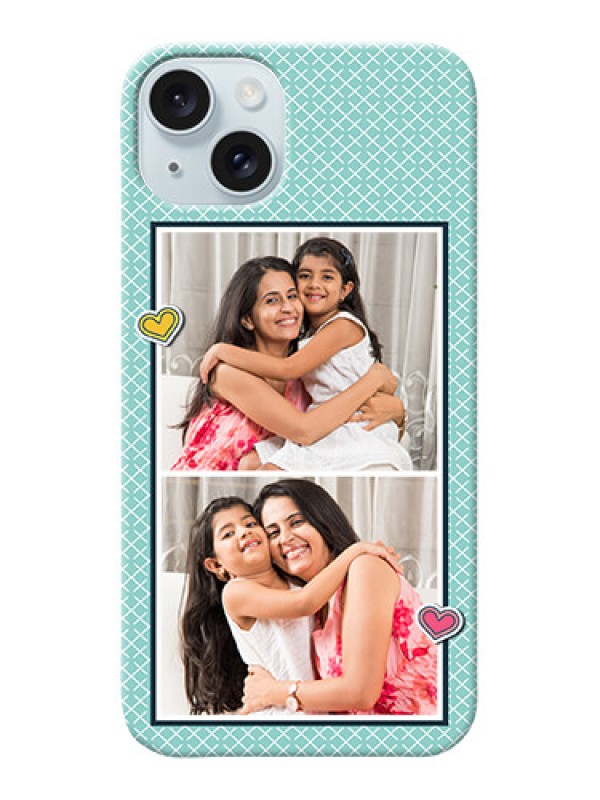 Custom iPhone 15 Plus Custom Phone Cases: 2 Image Holder with Pattern Design