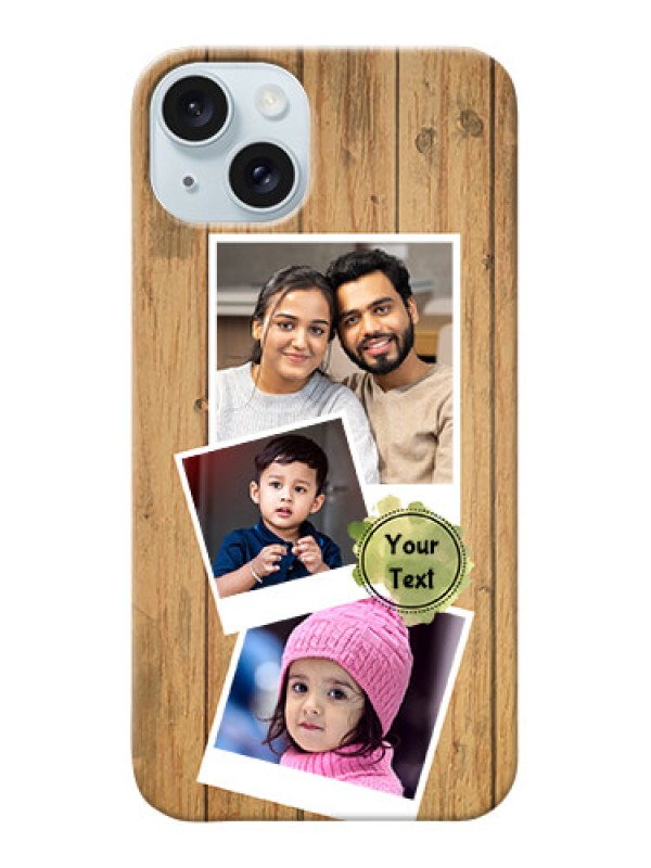 Custom iPhone 15 Plus Custom Mobile Phone Covers: Wooden Texture Design