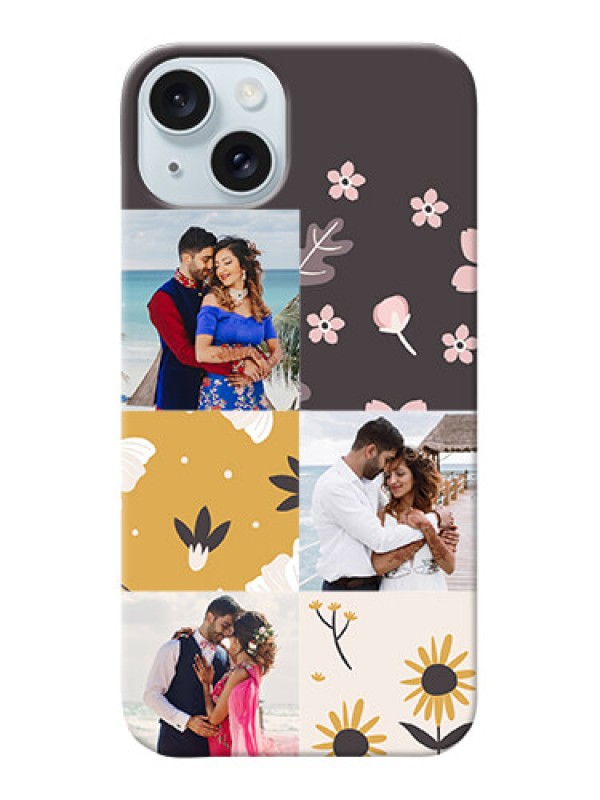 Custom iPhone 15 Plus phone cases online: 3 Images with Floral Design