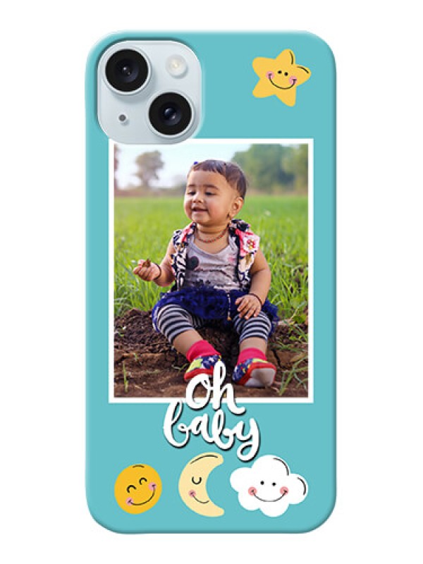 Custom iPhone 15 Plus Personalised Phone Cases: Smiley Kids Stars Design