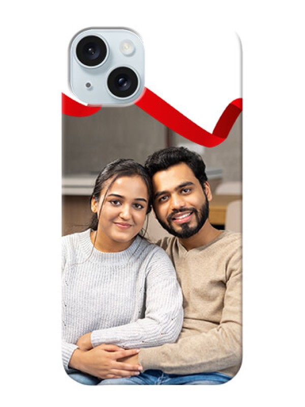 Custom iPhone 15 Plus custom phone cases: Red Ribbon Frame Design