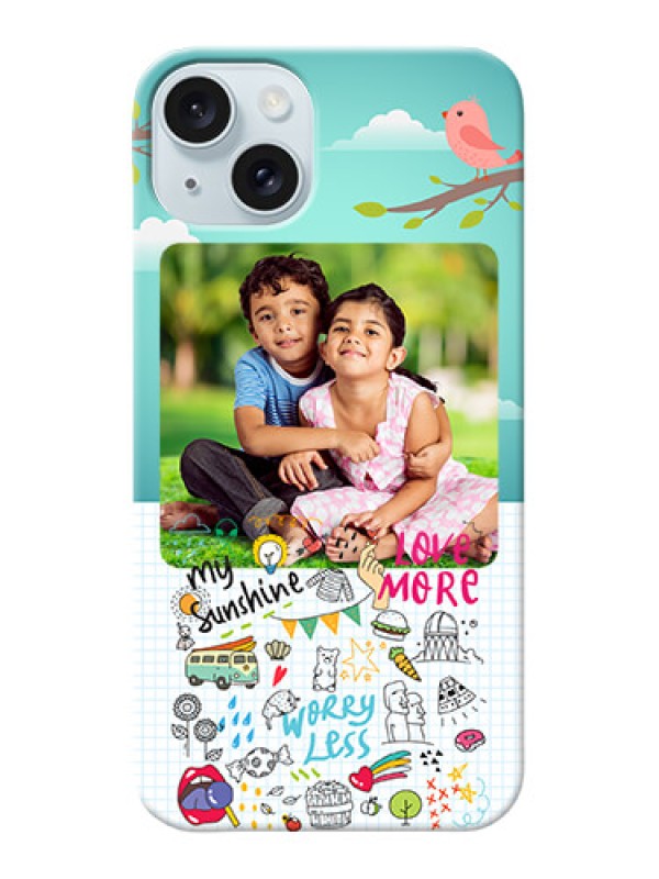 Custom iPhone 15 Plus phone cases online: Doodle love Design