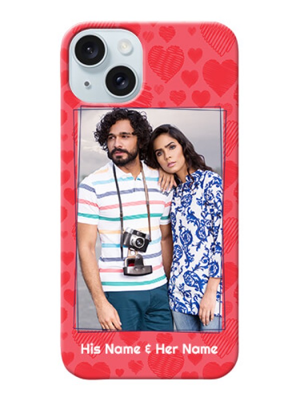 Custom iPhone 15 Plus Mobile Back Covers: with Red Heart Symbols Design