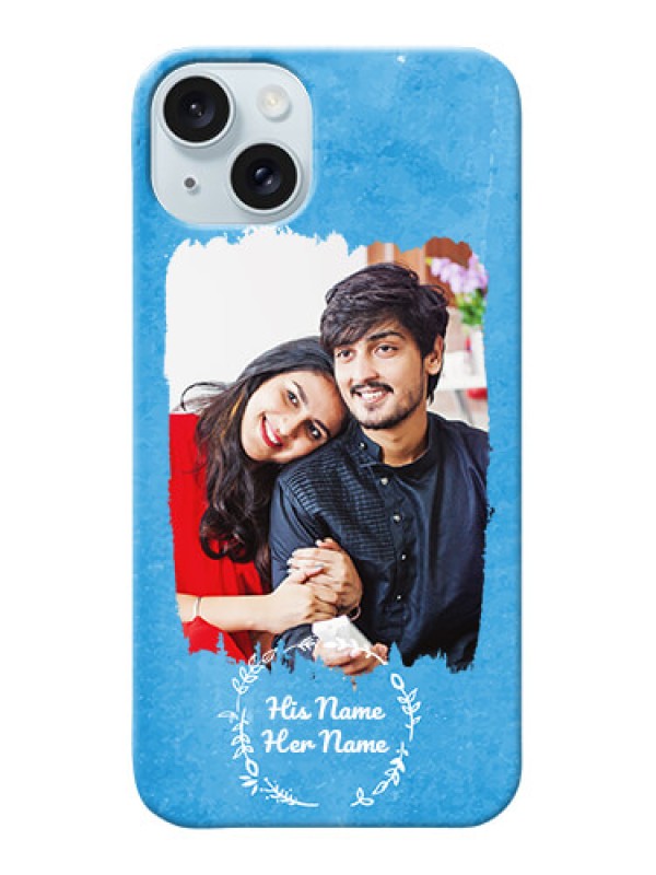 Custom iPhone 15 Plus custom mobile cases: Blue Color Vintage Design