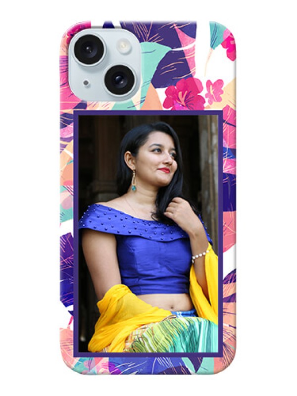 Custom iPhone 15 Plus Personalised Phone Cases: Abstract Floral Design