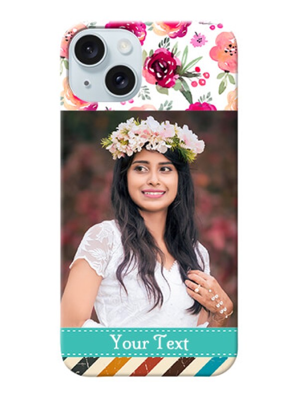 Custom iPhone 15 Plus Personalized Mobile Cases: Watercolor Floral Design