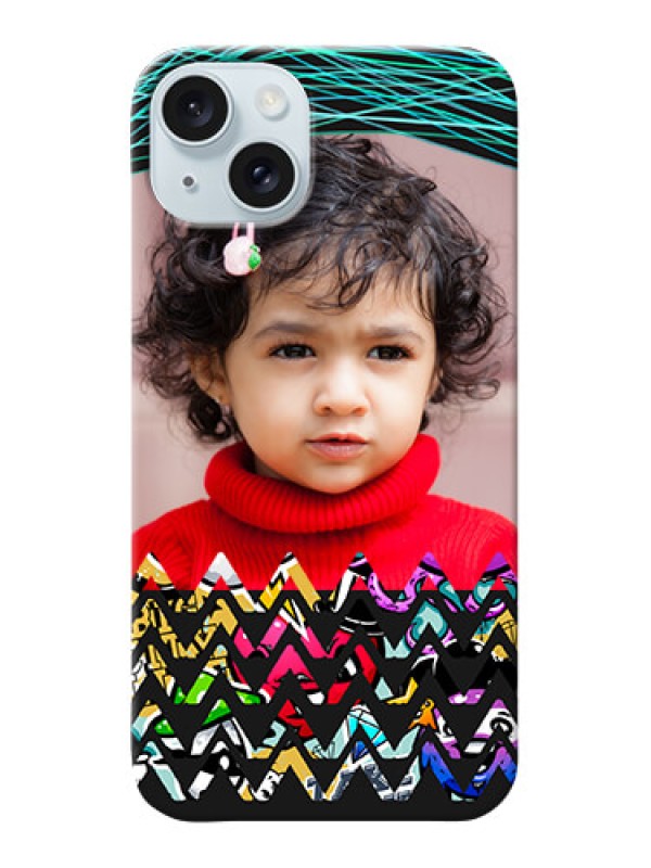 Custom iPhone 15 Plus personalized phone covers: Neon Abstract Design