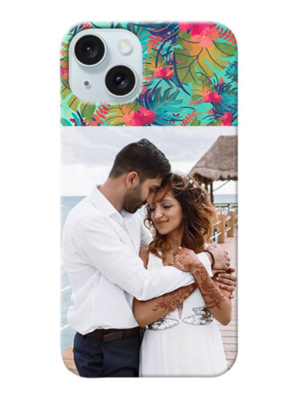 Custom iPhone 15 Plus Personalized Phone Cases: Watercolor Floral Design