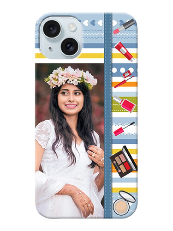 Custom iPhone 15 Plus Personalized Mobile Cases: Makeup Icons Design