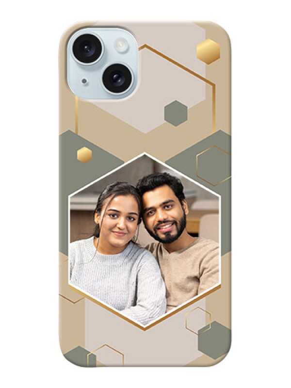 Custom iPhone 15 Plus Photo Printing on Case with Stylish Hexagon Pattern Design
