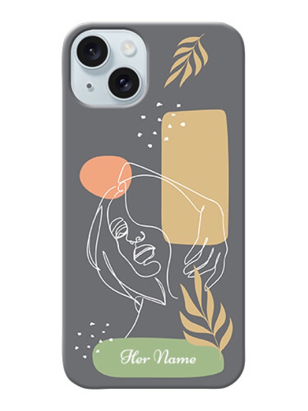 Custom iPhone 15 Plus Custom Phone Case with Gazing Woman line art Design