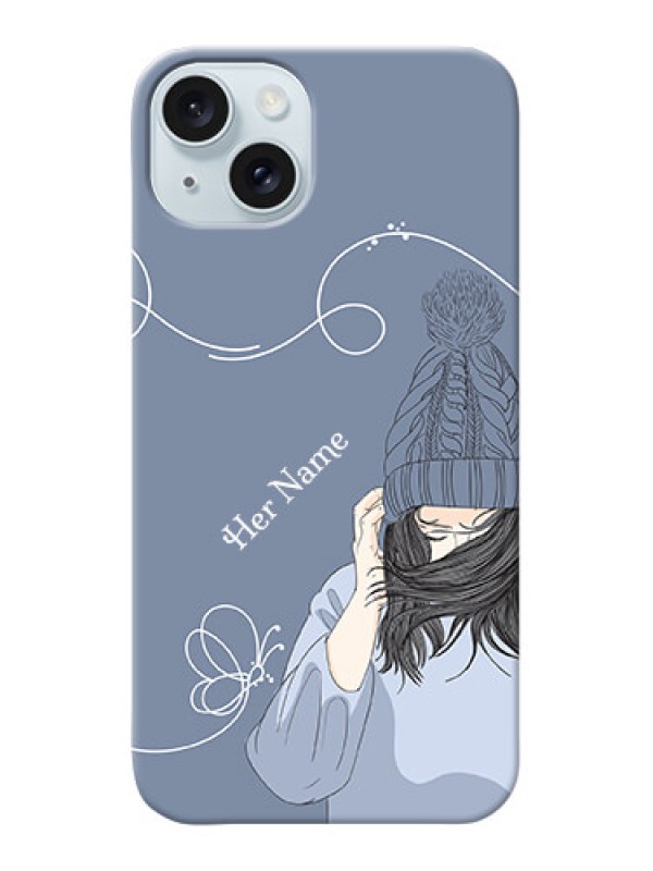 Custom iPhone 15 Plus Custom Mobile Case with Girl in winter outfit Design