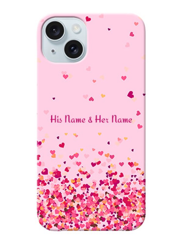 Custom iPhone 15 Plus Photo Printing on Case with Floating Hearts Design