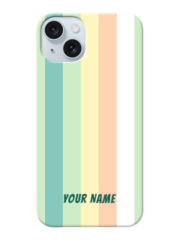 Custom iPhone 15 Plus Photo Printing on Case with Multiwithcolour Stripes Design