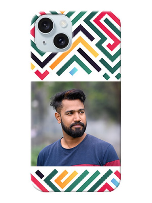 Custom iPhone 15 Plus Personalized Phone Case with Colorful Maze Pattern Design