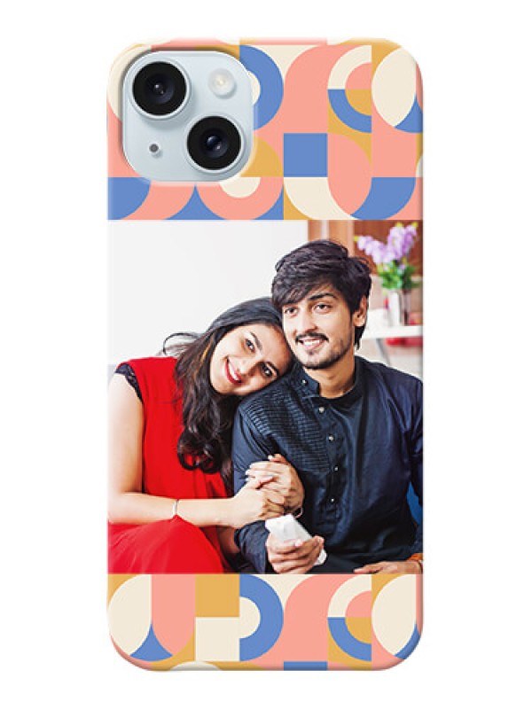 Custom iPhone 15 Plus Photo Printing on Case with Semiwithcircle Maze Pattern Design