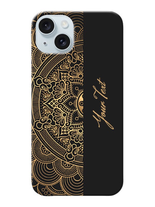 Custom iPhone 15 Plus Photo Printing on Case with Mandala art with custom text Design