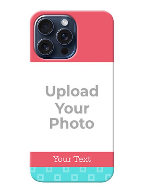 Custom iPhone 15 Pro Max Mobile Back Covers: Peach & Blue Color Design