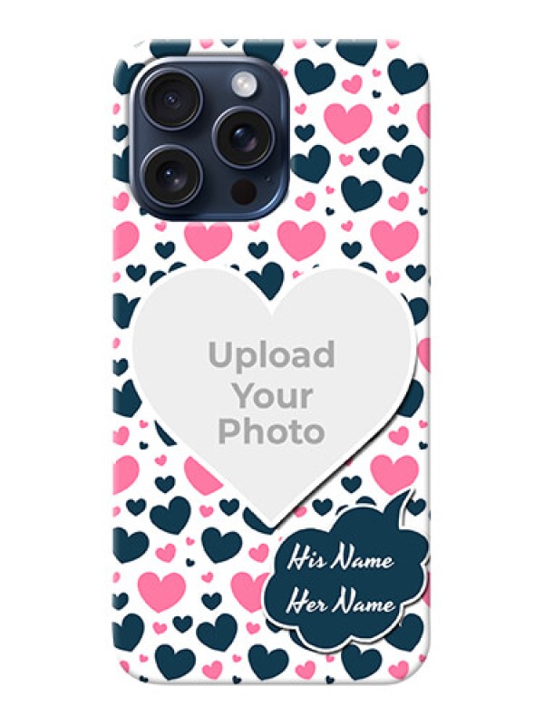 Custom iPhone 15 Pro Max Mobile Covers Online: Pink & Blue Heart Design