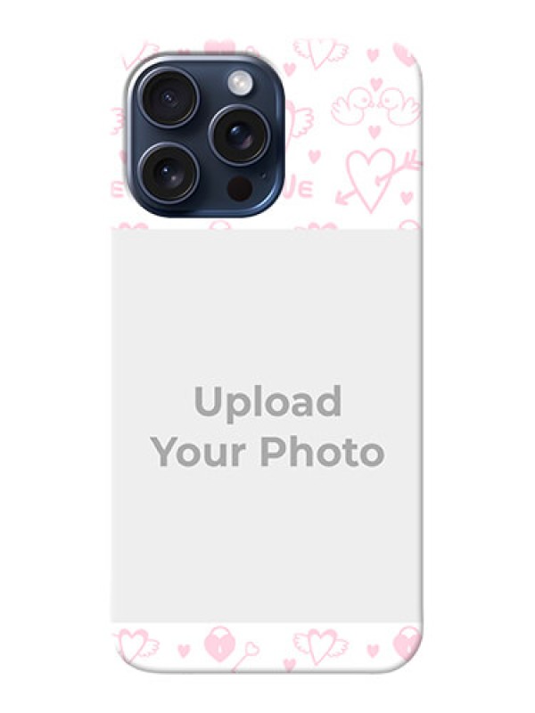 Custom iPhone 15 Pro Max personalized phone covers: Pink Flying Heart Design