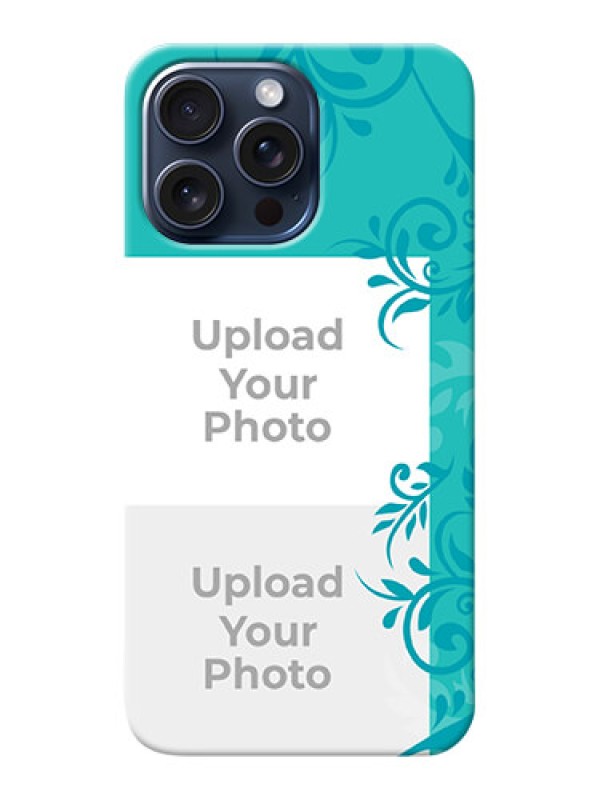 Custom iPhone 15 Pro Max Mobile Cases with Photo and Green Floral Design