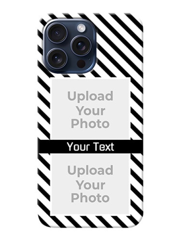 Custom iPhone 15 Pro Max Back Covers: Black And White Stripes Design