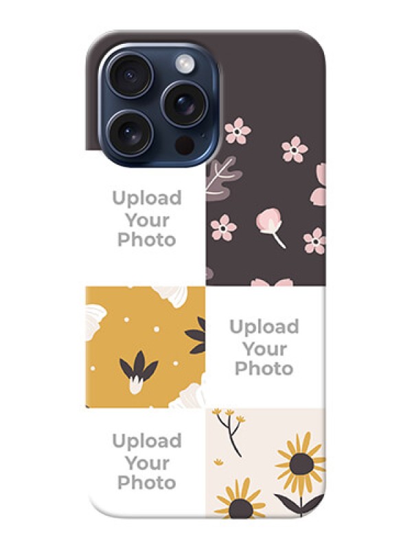 Custom iPhone 15 Pro Max phone cases online: 3 Images with Floral Design