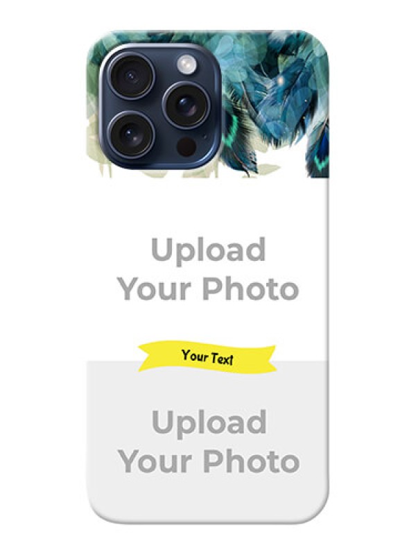 Custom iPhone 15 Pro Max Phone Cases: Image with Boho Peacock Feather Design