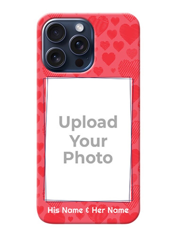 Custom iPhone 15 Pro Max Mobile Back Covers: with Red Heart Symbols Design