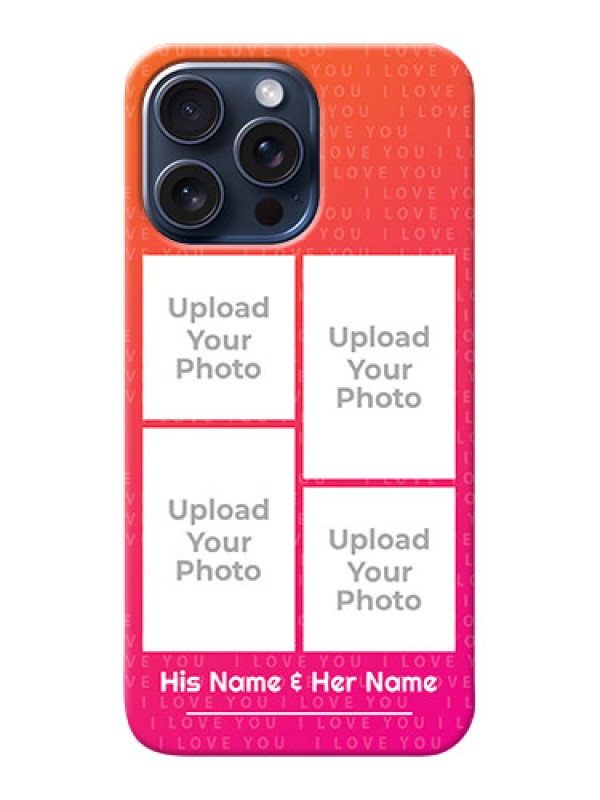 Custom iPhone 15 Pro Max custom back covers: I Love You Pink Design