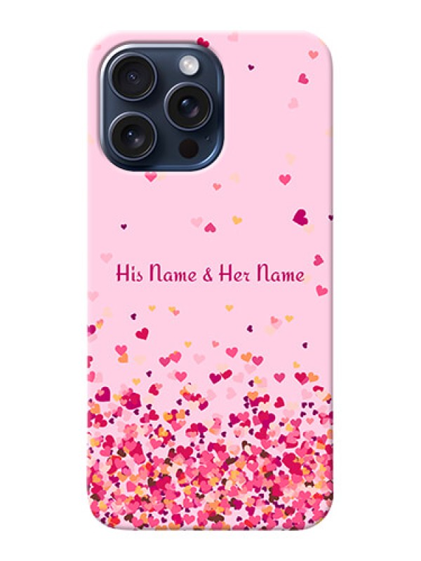 Custom iPhone 15 Pro Max Photo Printing on Case with Floating Hearts Design