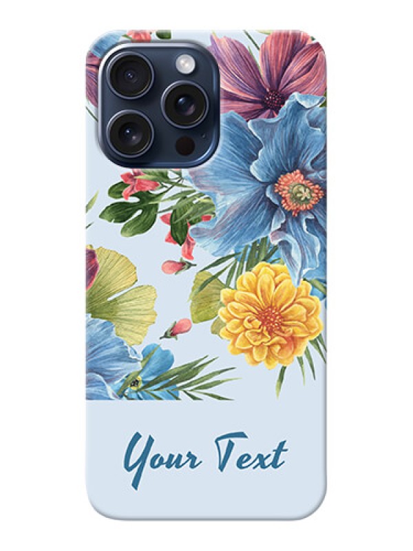 Custom iPhone 15 Pro Max Custom Mobile Case with Stunning Watercolored Flowers Painting Design