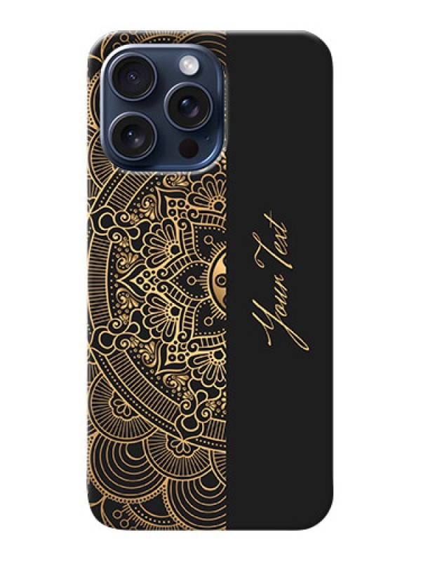 Custom iPhone 15 Pro Max Photo Printing on Case with Mandala art with custom text Design
