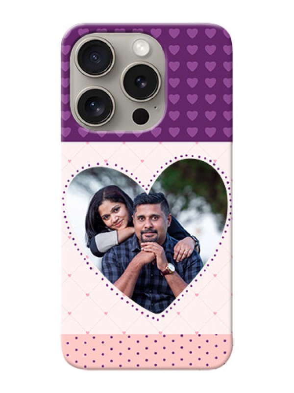 Custom iPhone 15 Pro Mobile Back Covers: Violet Love Dots Design