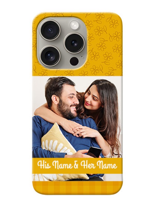 Custom iPhone 15 Pro mobile phone covers: Yellow Floral Design