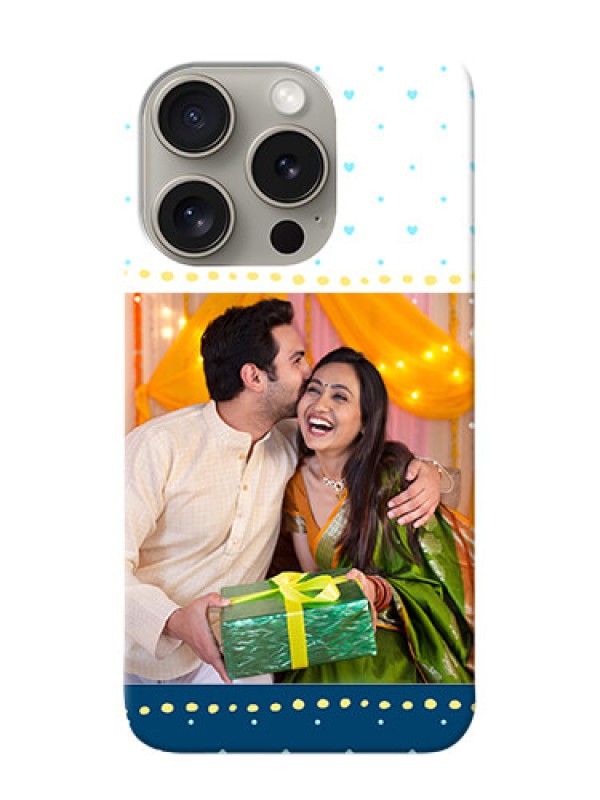 Custom iPhone 15 Pro Phone Covers: White and Blue Abstract Design