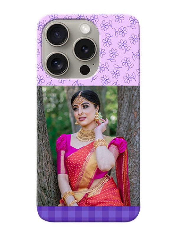 Custom iPhone 15 Pro Mobile Cases: Purple Floral Design