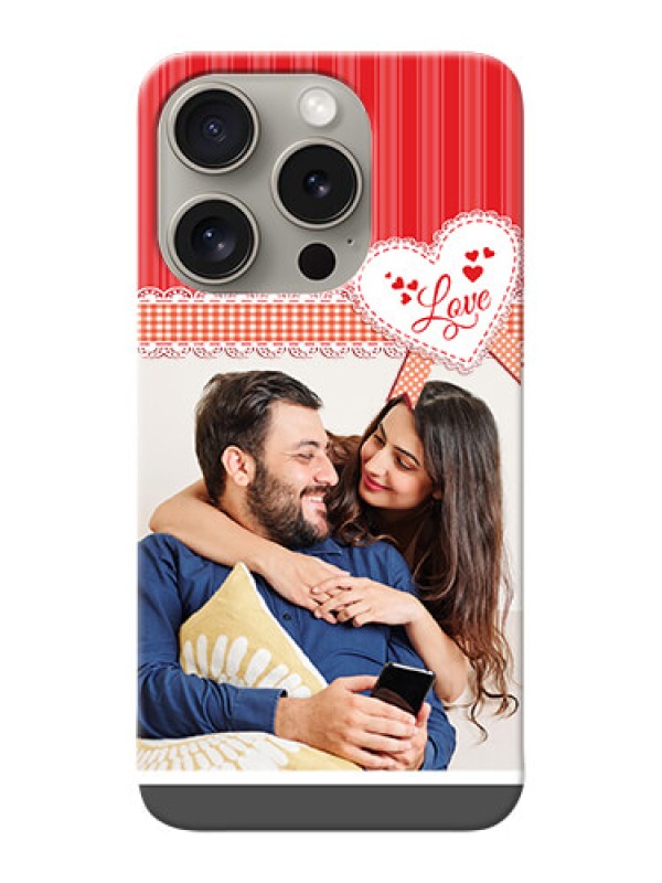 Custom iPhone 15 Pro phone cases online: Red Love Pattern Design