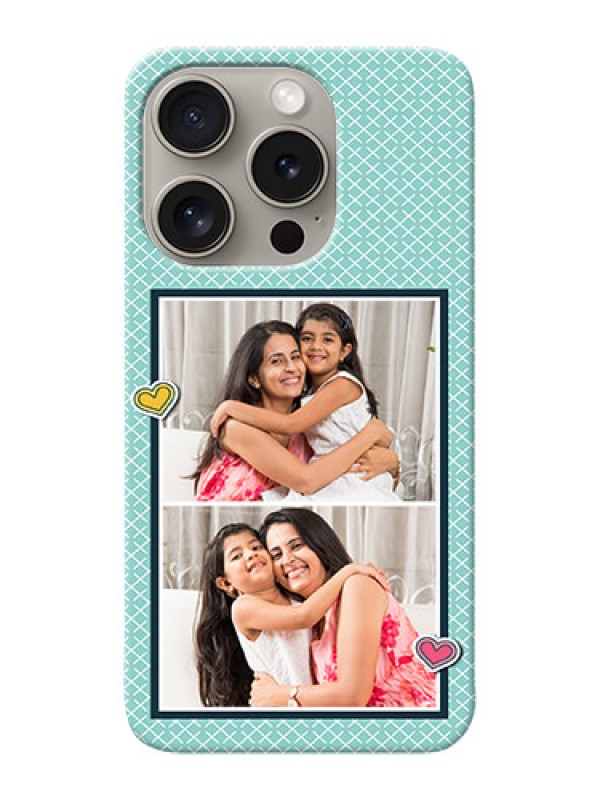 Custom iPhone 15 Pro Custom Phone Cases: 2 Image Holder with Pattern Design