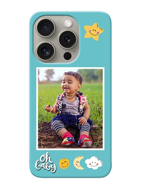 Custom iPhone 15 Pro Personalised Phone Cases: Smiley Kids Stars Design